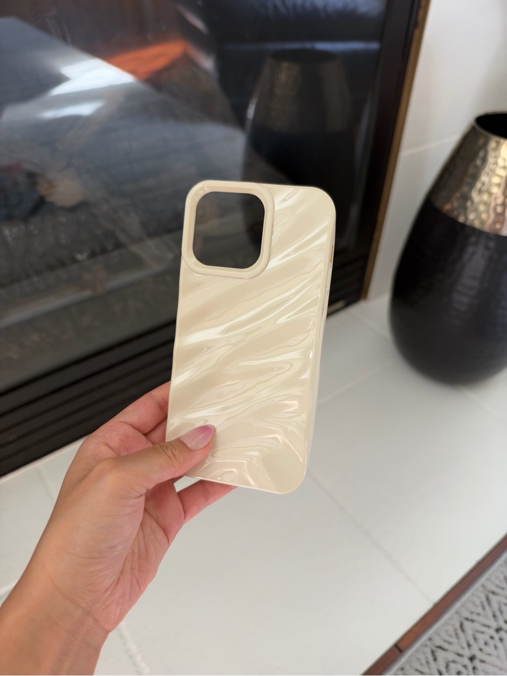 Cream Marble-Effect iPhone Case